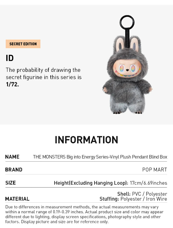 The Monsters - Big Into Energy Vinyl Face Plush Blind Box